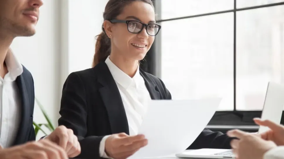 A lawyer in a courtroom setting, representing career options with a law degree.